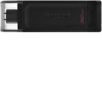 Kingston DataTraveler 70 Mémoire USB Type C 32 Go - USB-C 3.2 Gen 1 - Avec couvercle - Couleur noire (Pendrive) - P/N : DT70/32GB • EAN : 740617305234