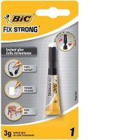 Bic Fix Strong Colle de contact extra forte 3 g - Utilisation sur bois, plastique et porcelaine - Ne coule pas - Capuchon anti-colmatage