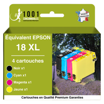 1816 - Cartouche d'encre équivalent Epson 18 XL - T1816 compatible « Pâquerette » Pack 4 Couleurs XL