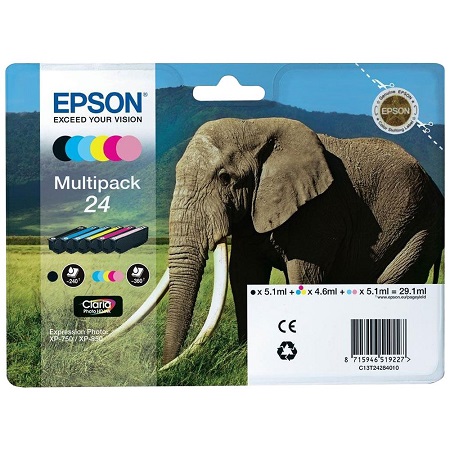 Cartouche d'encre EPSON T2428 Originale« Eléphant » Pack 6 Couleurs