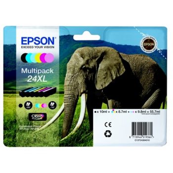 Cartouche d'encre EPSON T2438 Originale« Eléphant » Pack 6 Couleurs XL