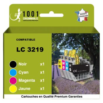Cartouche d'encre équivalent Brother LC 3219 compatible (LC3219) Pack 4 Couleurs