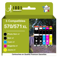 Cartouche d'encre équivalent Canon PGI-570-CLI-571 compatible 0372C004 (PGI570/CLI571) - Pack 5 Cartouches / 4 Couleurs