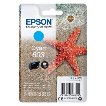 Cartouche EPSON originale 603 Cyan ( série étoile de mer) C13T03U24010