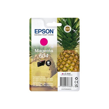 Epson 604 Magenta Cartouche Originale - C13T10G34010 • EAN : 8715946707839 " série Ananas " -130 Pages