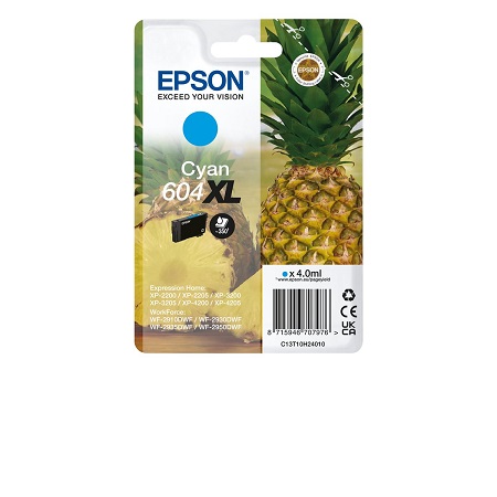 Cartouche d'encre d'origine Epson 604XL Cyan - C13T10H24010 • EAN : 8715946707976 " série Ananas " - 350 Pages