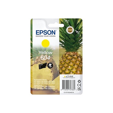 Cartouche d'encre jaune d'origine Epson 604 - C13T10G44010 • EAN : 8715946707860 " série Ananas " -130 Pages