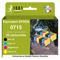 Cartouches d'encre équivalent Epson T0715 compatible (T0895) « Guépard et Singe » Pack 20 Cartouches