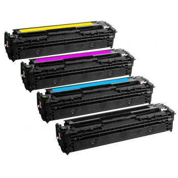 Lot de 4 Toners équivalents HP 125A Noir, Cyan, Magenta et Jaune HP CB540 - CB541 - CB542 - CB543