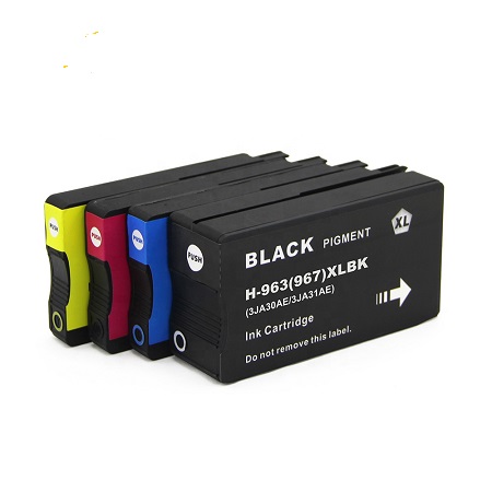 Pack 4 Cartouches Encre HP 963 Authentiques Noir Cyan Magenta Jaune (6ZC70AE) Pour OfficeJet Pro 9010/9020
