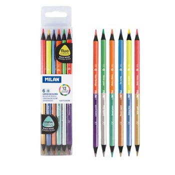 MILAN – Set de 6 crayons de couleurs bicolores triangulaires