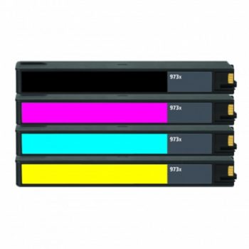 Lot de 4 Cartouches d'encre génériques pigmentées HP 973X 4 Couleurs